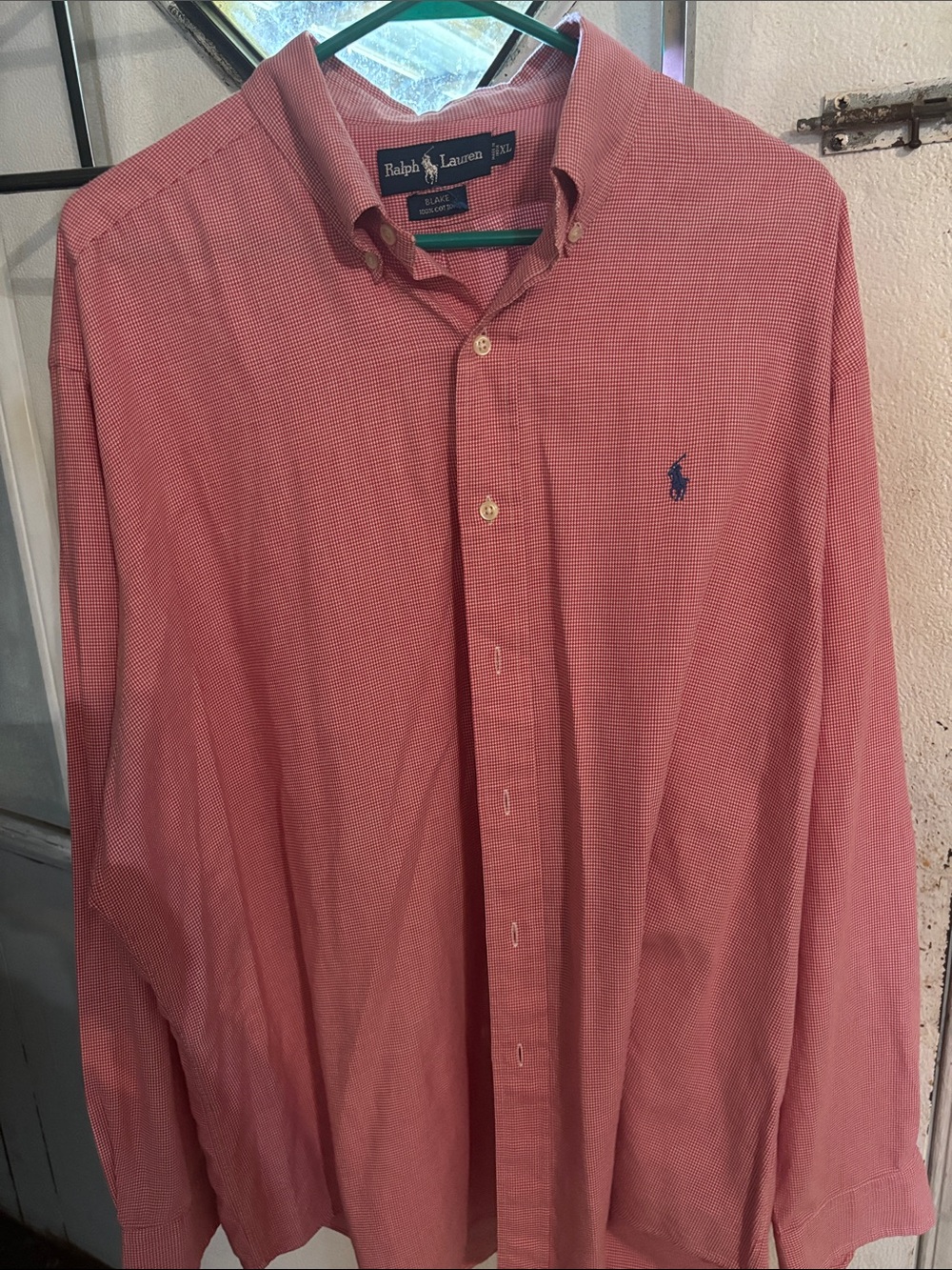 Ralph Lauren Men's Button-Down Shirt in Coral with Navy Pony